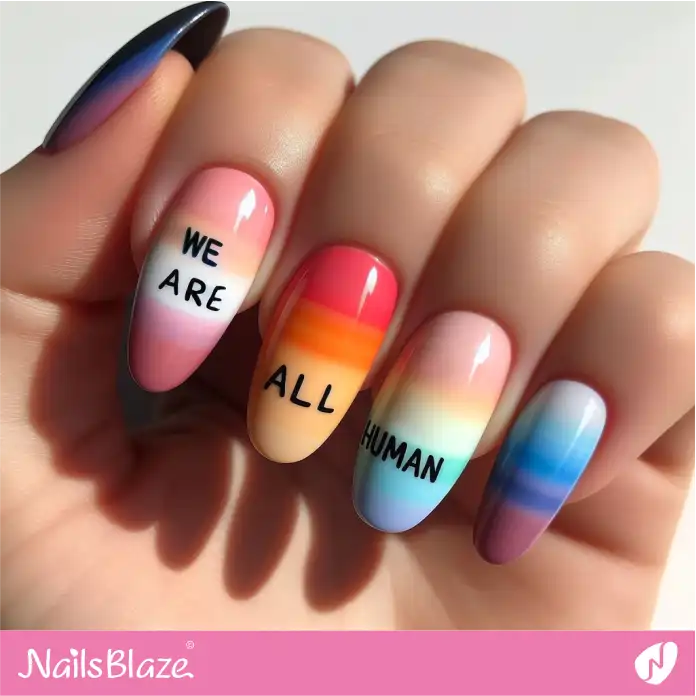 We Are All Human Gradient Nail Design | Pride | LGBTQIA2S+ Nails - NB2092